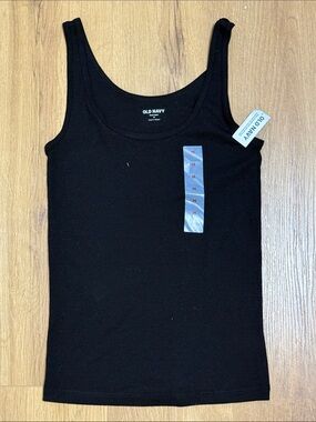Old Navy Black Ribbed Scoop Neck Tank